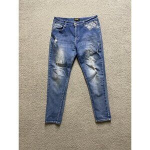 DKIN Womens Jeans Sz 10 Denim Pockets Embroidered￼skinny